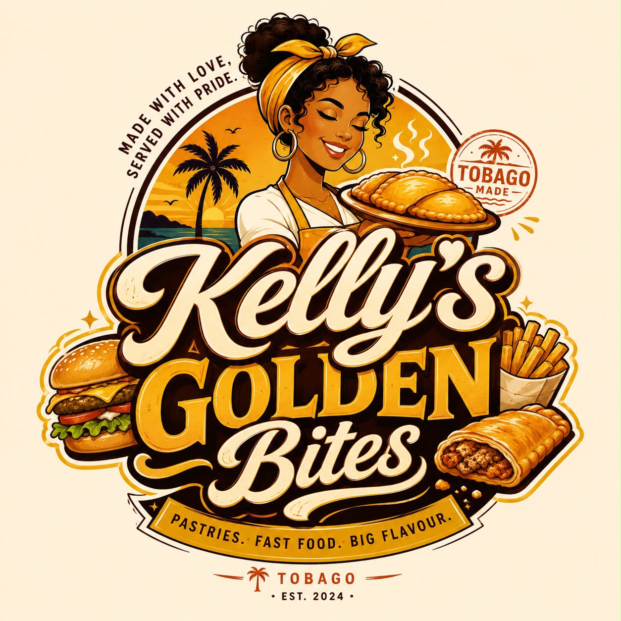 Kelly's Golden Bites illustrated logo